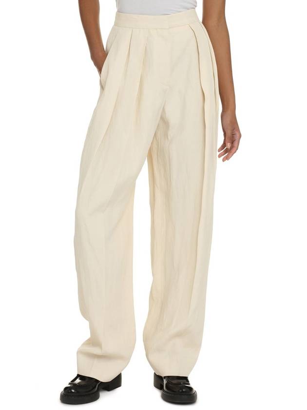 Women's Pleated Wide Pants Buttermilk - STELLA MCCARTNEY - BALAAN 4