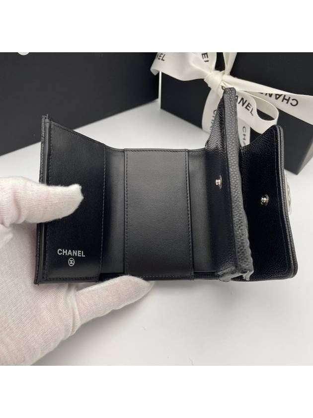 Boy snap 3 stage bi fold wallet caviar black silver engraving A84432 - CHANEL - BALAAN 8