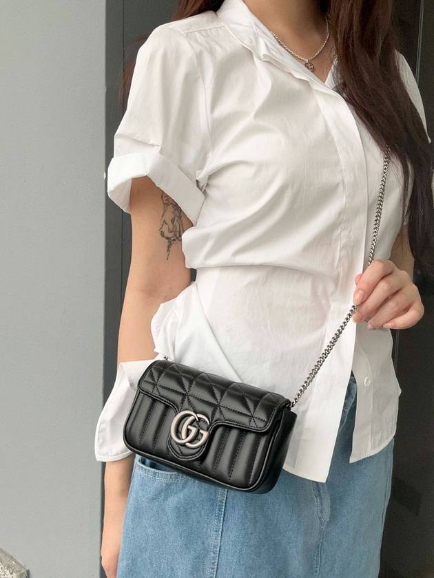 GG Marmont Silver Hardware Super Mini Bag Black - GUCCI - BALAAN 3