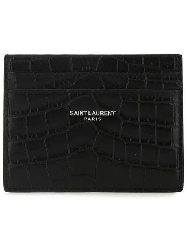 Classic Logo Crocodile Card Wallet Black - SAINT LAURENT - BALAAN 2