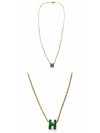 Mini Pop Ache Pendant Gold Malachite Chain Necklace 147992F 83 TPM - HERMES - BALAAN 4