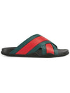 Men's Web Rubber Sandals Slippers - GUCCI - BALAAN.