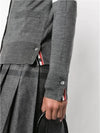 Sustainable Fine Merino Wool 4-Bar Relaxed Fit V-Neck Cardigan Medium Grey - THOM BROWNE - BALAAN 6