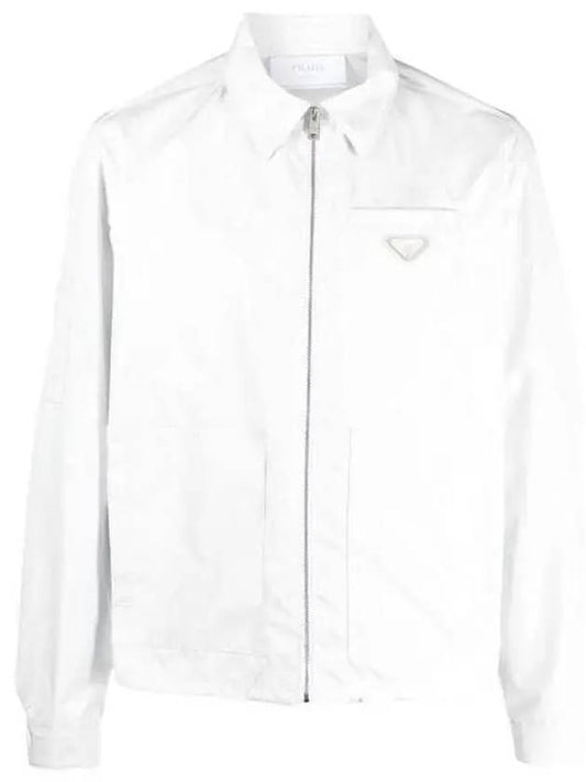 Triangle Logo Re-Nylon Zip Up Jacket White - PRADA - BALAAN 1