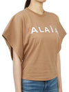 Logo Print Crew Neck Cotton Short Sleeve T-Shirt Nude - ALAIA - BALAAN 6