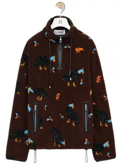 Bird Print Fleece Anorak Chocolate Brown - LOEWE - BALAAN 2