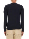 Regular Fit Crew Neck Wool Knit Top Navy - STONE ISLAND - BALAAN 3