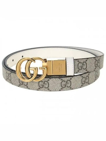 GG Marmont Reversible Thin Belt Beige - GUCCI - BALAAN 1