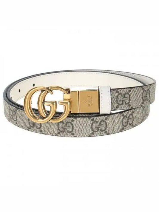 GG Marmont Reversible Thin Leather Belt Beige - GUCCI - BALAAN 1