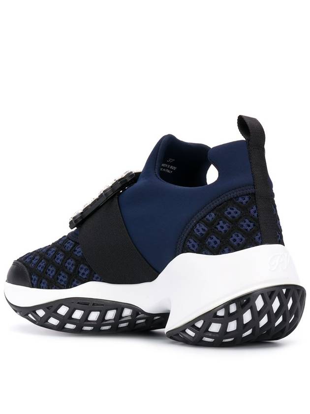 Viv' Run Strass Buckle Sneakers In Technical Fabrics Blue Black - ROGER VIVIER - BALAAN 4