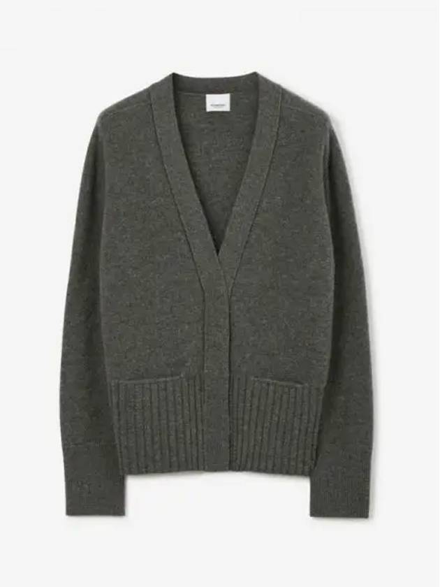 V-Neck Knit Cardigan Grey - BURBERRY - BALAAN 2