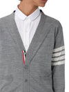 Men's Sustainable Classic Diagonal Wool Cardigan Pale Grey - THOM BROWNE - BALAAN 6