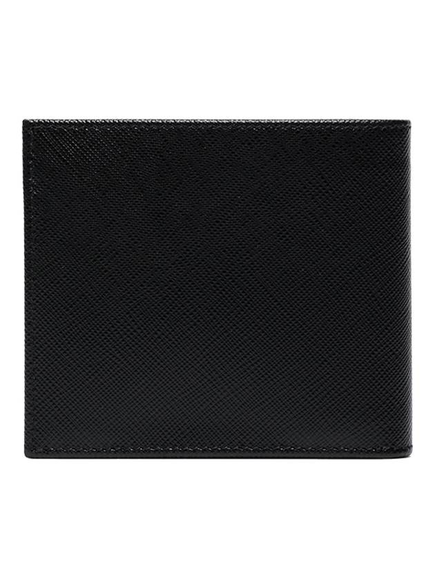 Saffiano Coin Pocket Triagle Logo Leather Wallet Black - PRADA - BALAAN 3