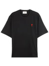 Small Heart Logo Boxy Fit Short Sleeve T-Shirt Black - AMI - BALAAN 3