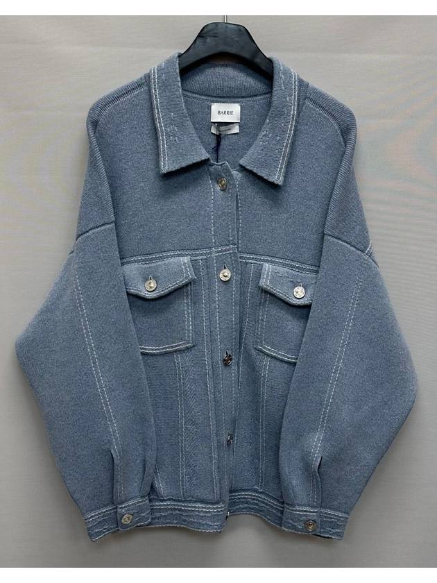 Denim oversized cashmere cotton jacket - BARRIE - BALAAN 3