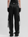 Zip Slit Satin Wide Cargo Pants Black - FAN YOUNG - BALAAN 4