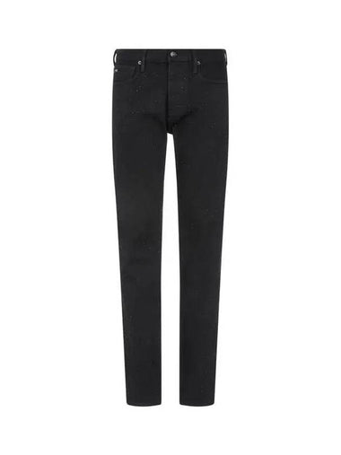 Men s Slim Fit Cubic Denim Pants Black - EMPORIO ARMANI - BALAAN 1