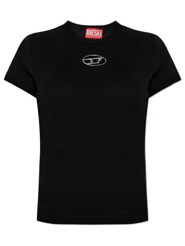 Slim Fit Cutout Oval D Short Sleeve T-Shirt Black - DIESEL - BALAAN 2