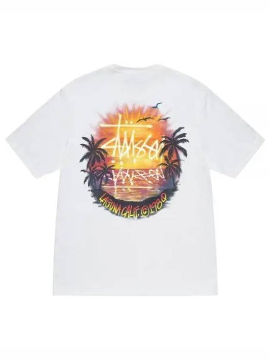 Sunset Short Sleeve T-Shirt White - STUSSY - BALAAN 1