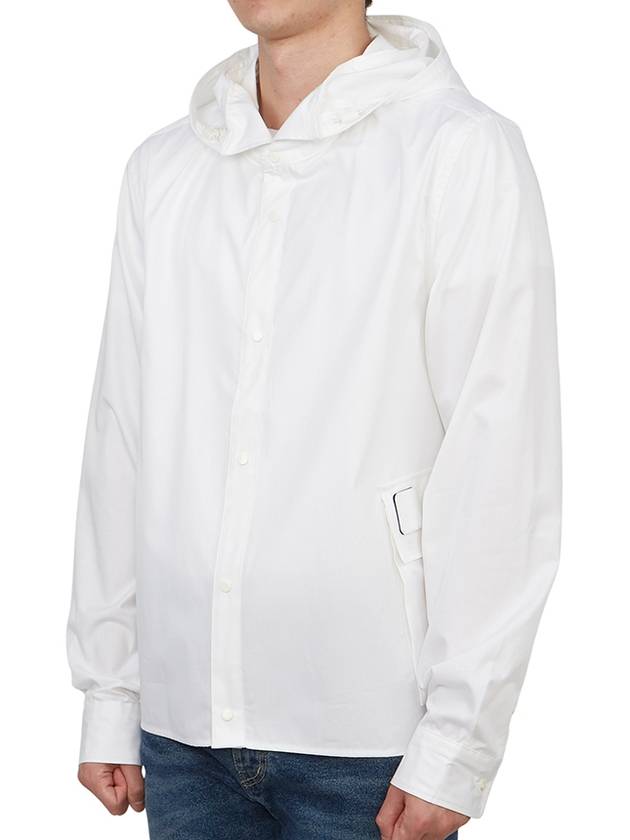 Gabardine PD Metropolis Logo Badge Button Hoodie White - CP COMPANY - BALAAN 4