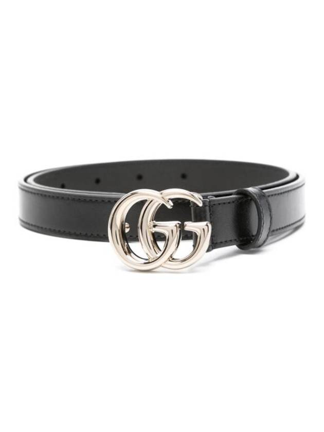 GG Marmont Thin Leather Belt Black - GUCCI - BALAAN 2