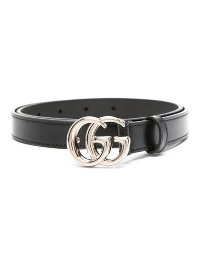 GG Marmont Thin Leather Belt Black - GUCCI - BALAAN 2