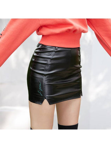 golf wear leather double slit skirt Leather double slit skirt Black - J JANE - BALAAN 1