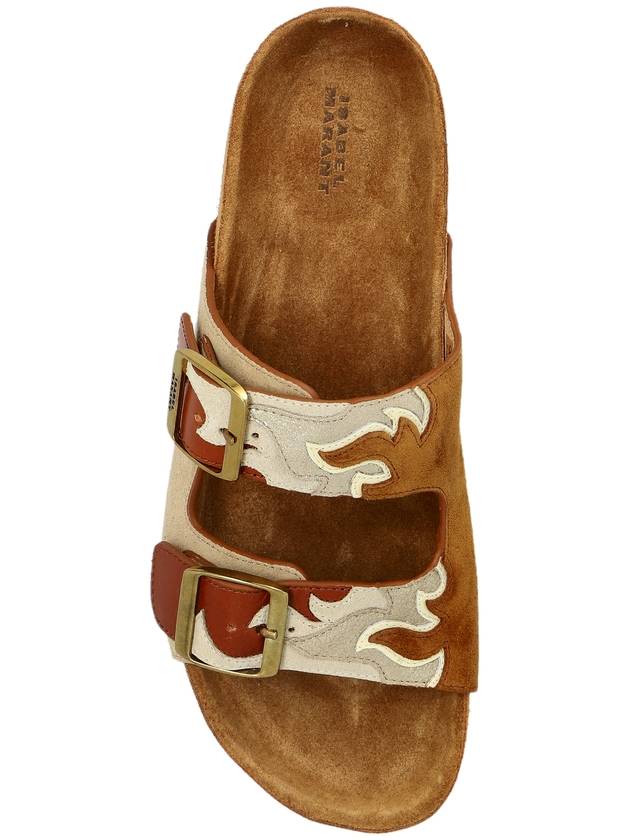 Isabel Marant Leather Slides Lelik, Women's, Beige - ISABEL MARANT - BALAAN 6