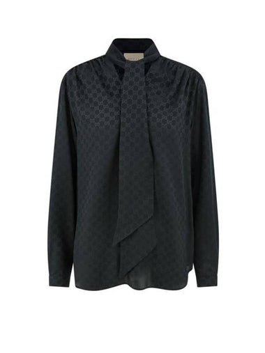 GG Silk Blouse Black - GUCCI - BALAAN 1