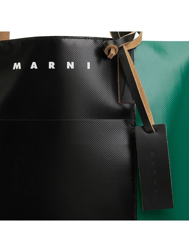 Logo Tribeca Two-tone Tote Bag Black Dark Green - MARNI - BALAAN 8