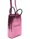 Crocodile Embossed Phone Holder Mini Cross Bag Pink - BALENCIAGA - BALAAN 4