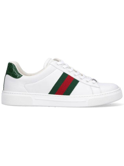 Ace Web Leather Low Top Sneakers White - GUCCI - BALAAN 2