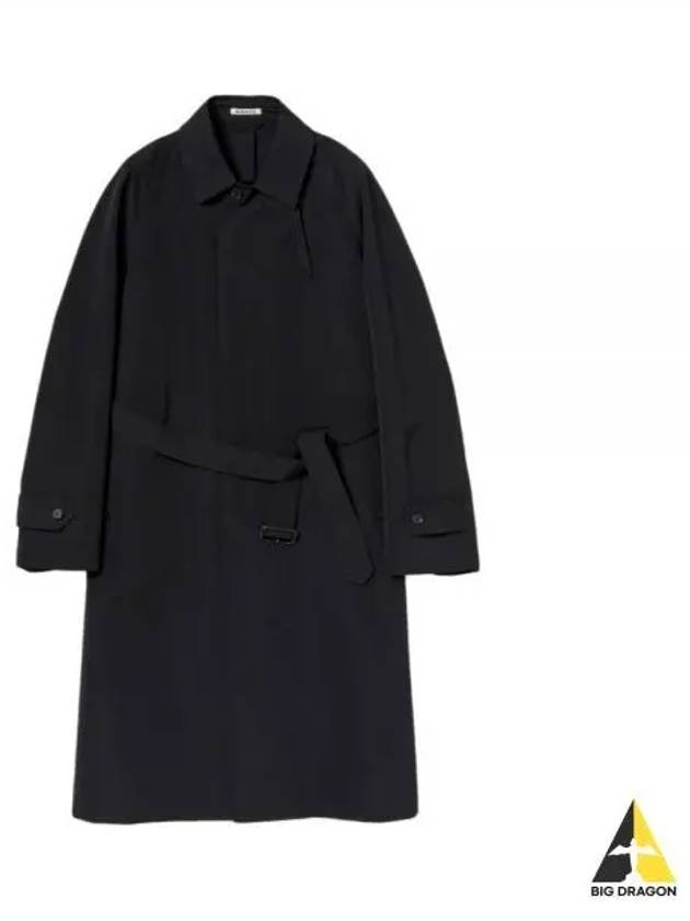 WOOL MAX CANVAS SOUTIEN COLLAR COAT A23SC01WC BLACK - AURALEE - BALAAN 1