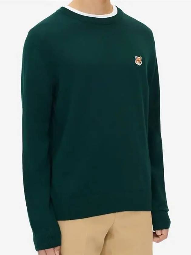 Fox Head Patch Classic Round Neck Knit Top Deep Green - MAISON KITSUNE - BALAAN 5