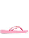 Logo Patch Striped Flip Flops Pink - KENZO - BALAAN 1