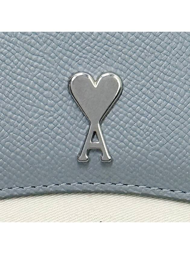 Heart Logo Plaque Leather Card Wallet Clay Blue - AMI - BALAAN 6