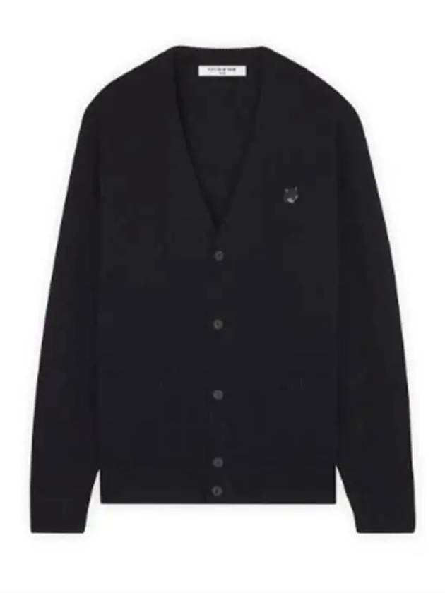 Bold Fox Head Patch Regular Lambswool Cardigan Black - MAISON KITSUNE - BALAAN 2