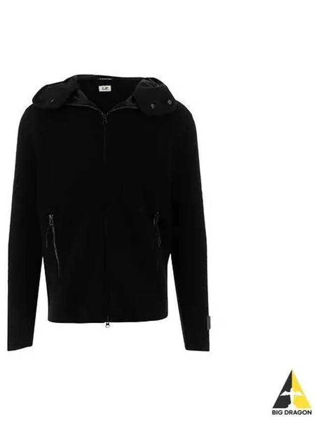 CP Company Lens Wappen Wool Zip up Jacket Black 13CMKN040A 006390A - CP COMPANY - BALAAN 1