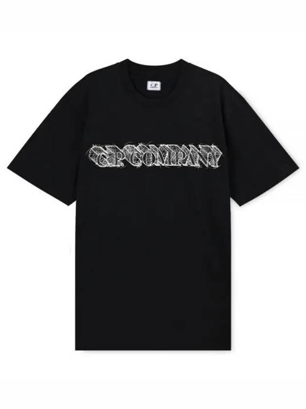 Graphic Logo Print Cotton Jersey Short Sleeve T-Shirt Black - CP COMPANY - BALAAN 2