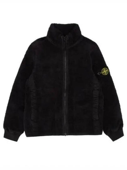 Kids Garment Dyed Cotton Polyester Terry Zip Up Jacket Black - STONE ISLAND - BALAAN 2