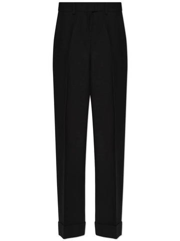 FERRAGAMO Trousers With Wool Finish, Women's, Black - SALVATORE FERRAGAMO - BALAAN 1