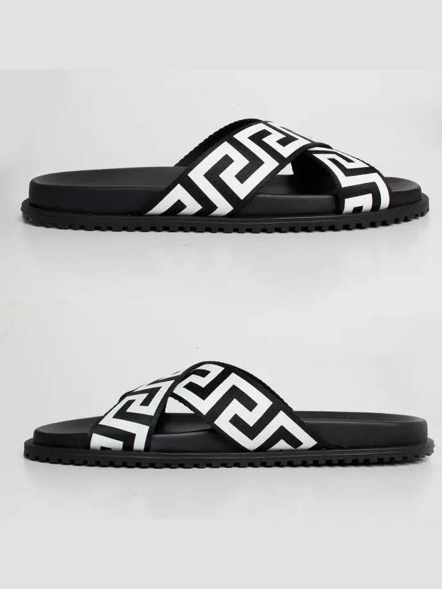 Greca Cross Band Slippers Black - VERSACE - BALAAN 3