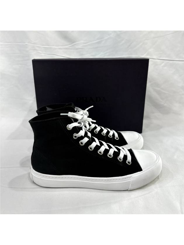 7 Prada Men s Logo Canvas High Top Sneakers Black - PRADA - BALAAN 6