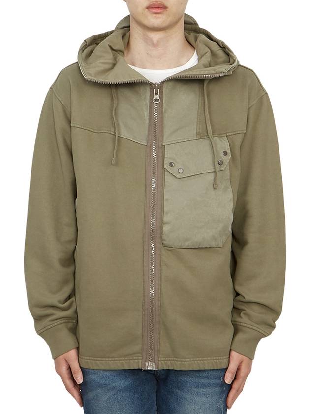 Snap Pocket Zip-up Hoodie Beige Khaki - TEN C - BALAAN 3