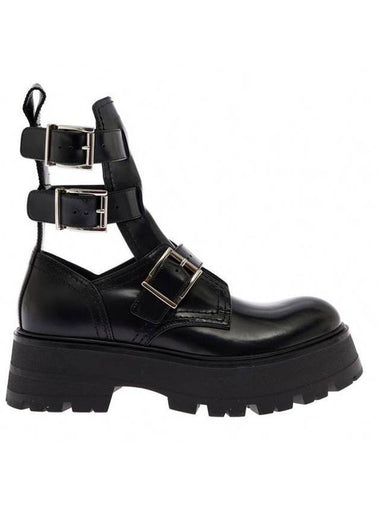 Women's Rave Buckle Walker Boots Black - ALEXANDER MCQUEEN - BALAAN 1