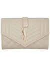 Matelasse Monogram Envelope Small Half Wallet Blanc Vintage - SAINT LAURENT - BALAAN 1