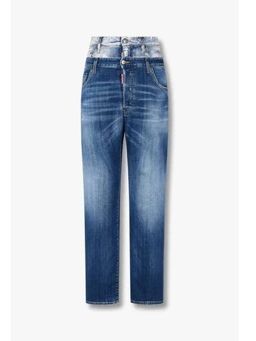 Men s Easy Overlap Waist Jeans Indigo - DSQUARED2 - BALAAN 1