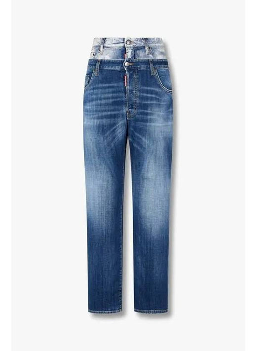 Men s Easy Overlap Waist Jeans Indigo - DSQUARED2 - BALAAN 1