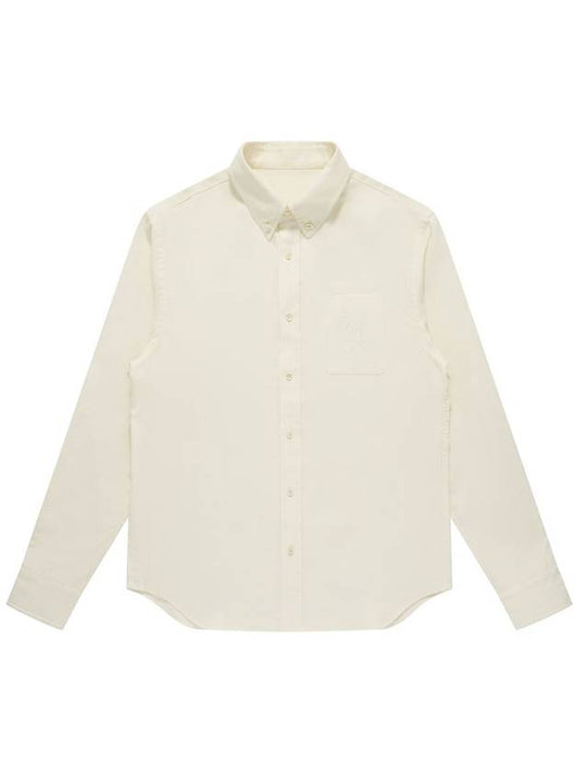 Men's Oxford Button Down Shirt Cream SW23ESH01CR - SOLEW - BALAAN 1