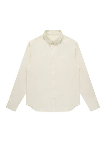 Oxford Button Down Long Sleeve Shirt Cream - SOLEW - BALAAN 1